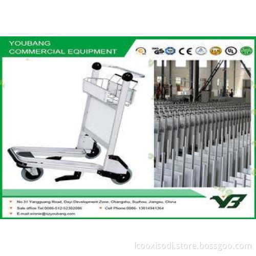 3 wheels hand Metal Steel Airport luggage trolley cart for